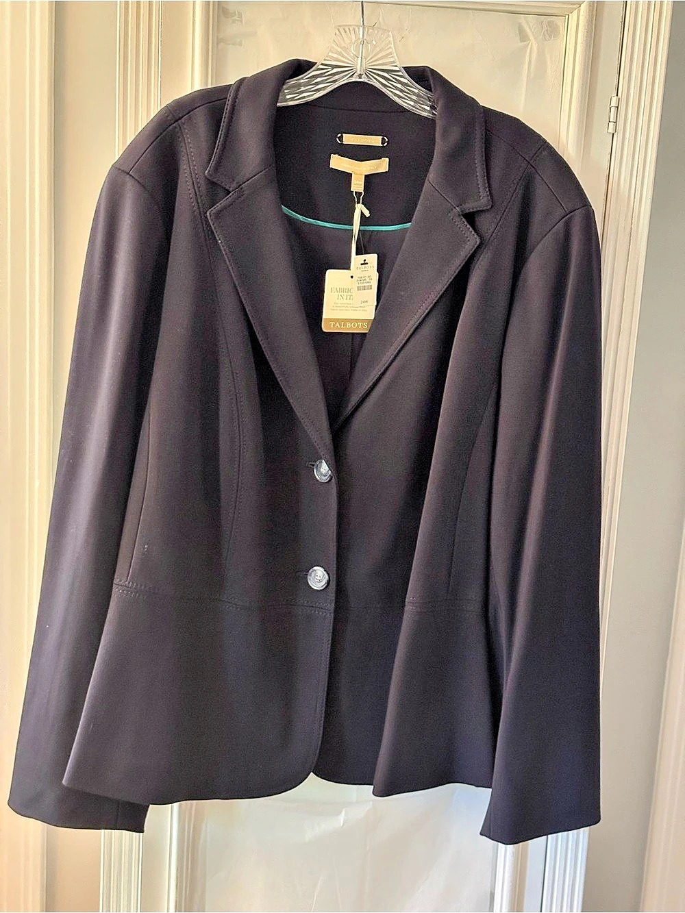 Talbots Dark Navy Italian Luxe Knit Blazer Size 24W NWT